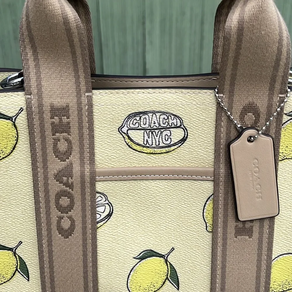 Coach Smith Tote Bag 24 With Lemon Print Purse